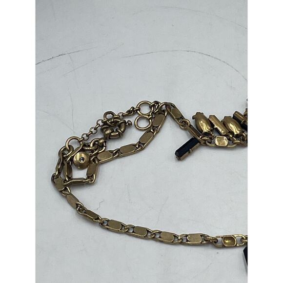 J. Crew Brilliant Blue Marquise Rectangular Dangles Gold Tone Necklace - Picture 13 of 16